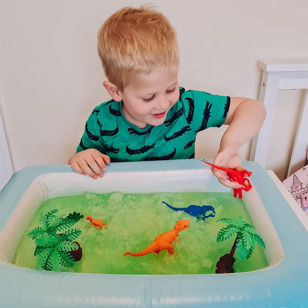 Zimpli Kids Gelli Worlds Dino Pack - 8pc Dinosaur Figures & 5-Use Sensory Play Set
