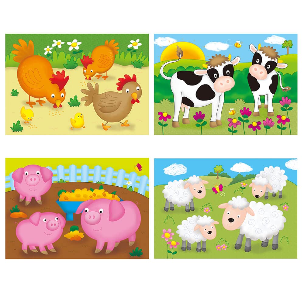 Galt Toys 4-in-1 Farm Puzzles - 4, 6, 8, 12 Pieces | Ages 3+