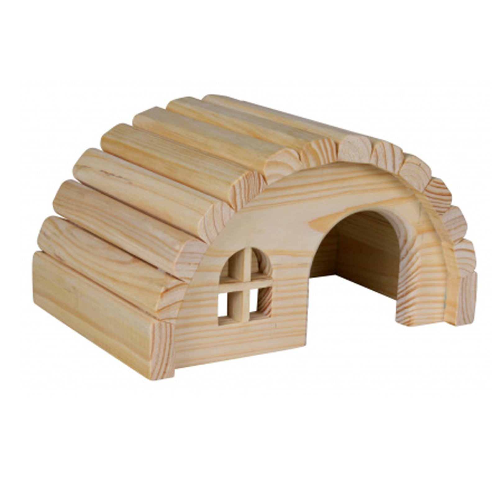 Pet Ting Wooden House for Hamsters & Gerbils | Natural Wood | Climbable Roof | 19 x 11 x 13 cm