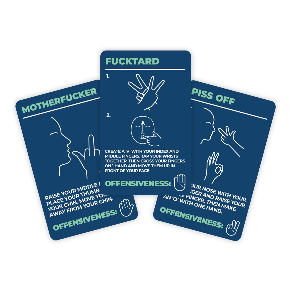 Gift Republic How To Swear in Sign Language Cards - 100 Insult Gestures | Double-Sided | Blue Box 3