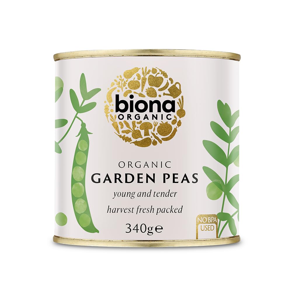 Biona Organic Garden Peas - Certified Organic, No Added Sugar | 340g Can