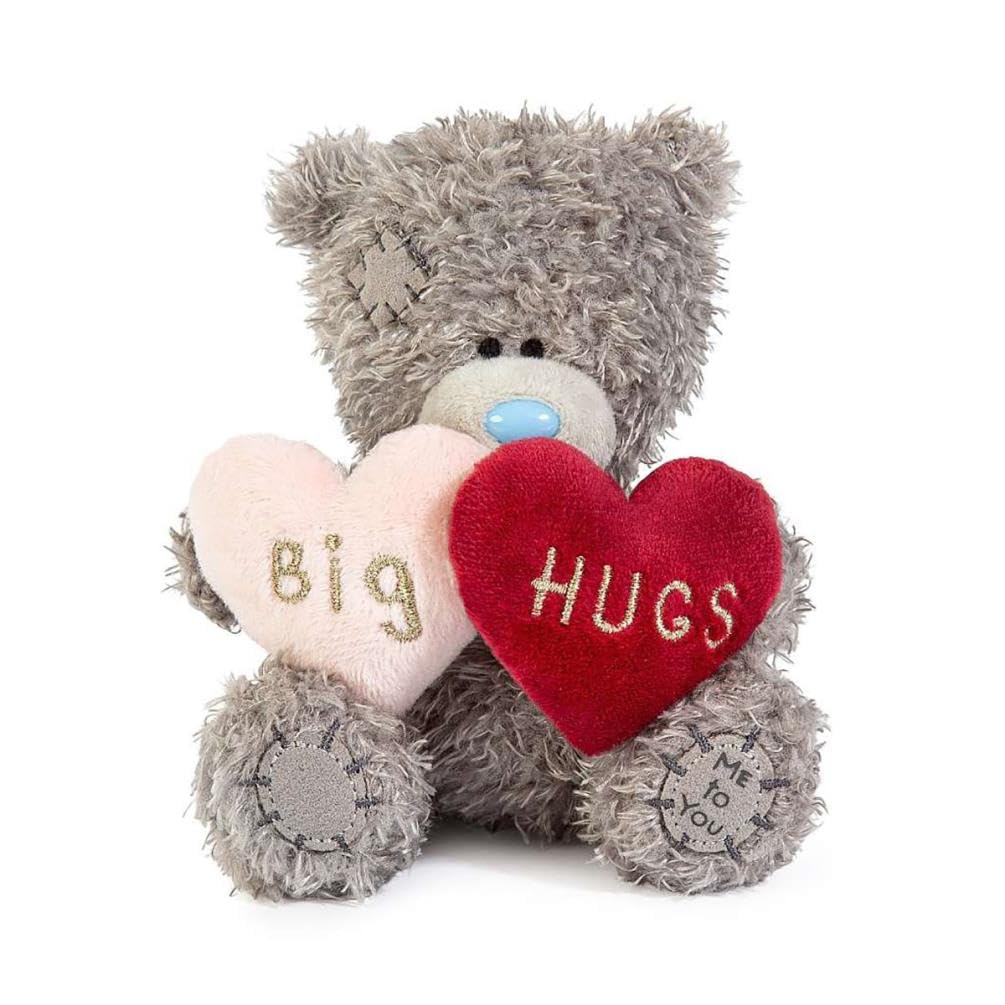 Me To You Bear Tatty Teddy Plush 10cm Big Hugs Bear with Padded Faux Fur Hearts