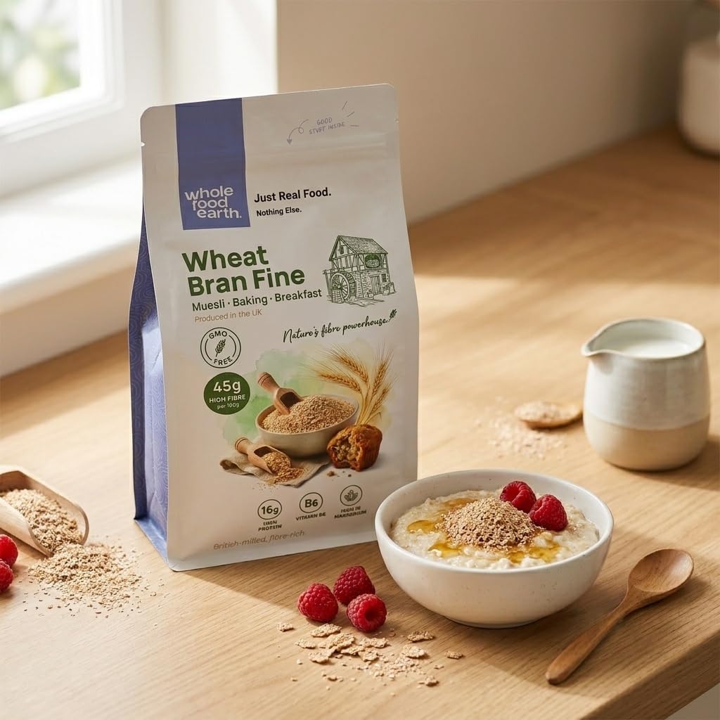 Wholefood Earth Fine Wheat Bran - 1 kg | High Fibre & Protein | GMO Free 3