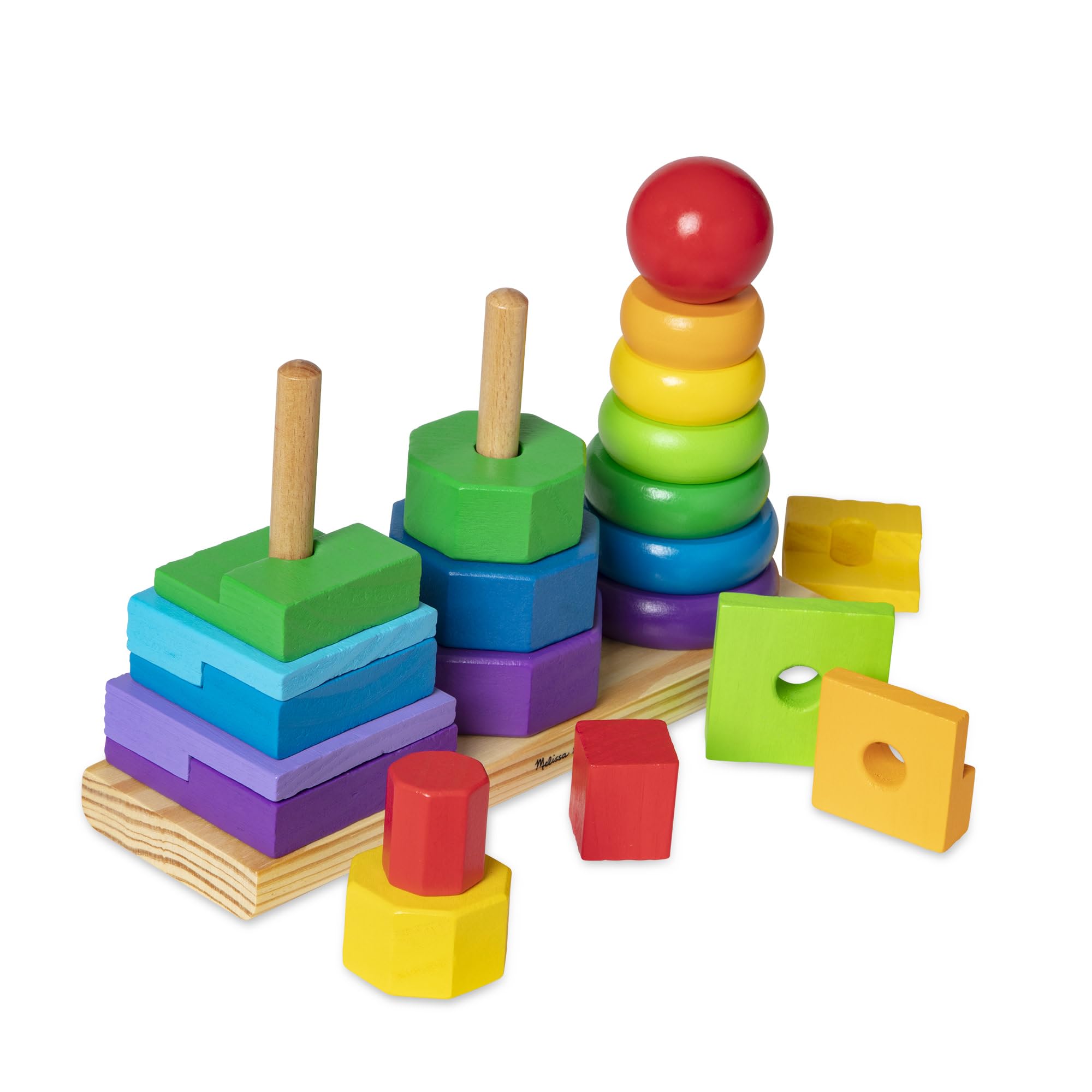 Melissa & Doug Geometric Stacker Wooden Development Toy | Ages 2-4 | Builds Motor Skills 4
