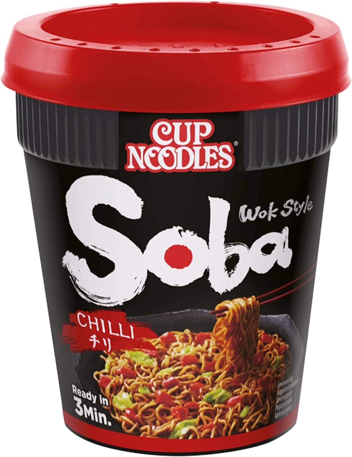 NISSIN Cup Noodles Soba Wok Style Chilli Flavoured Instant Noodles, 92 g, Pack of 8