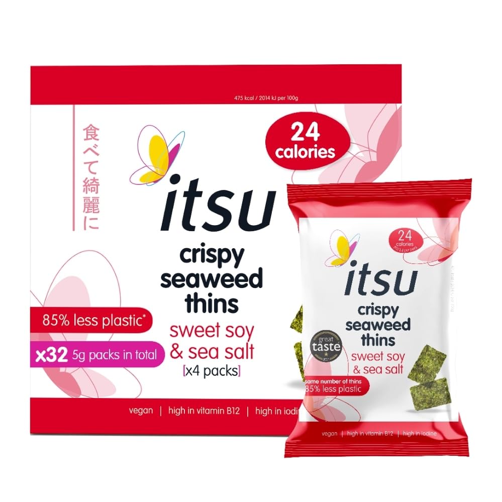 Itsu - Knusprige Algenchips mit süßer Sojasauce und Meersalz, 32er-Pack