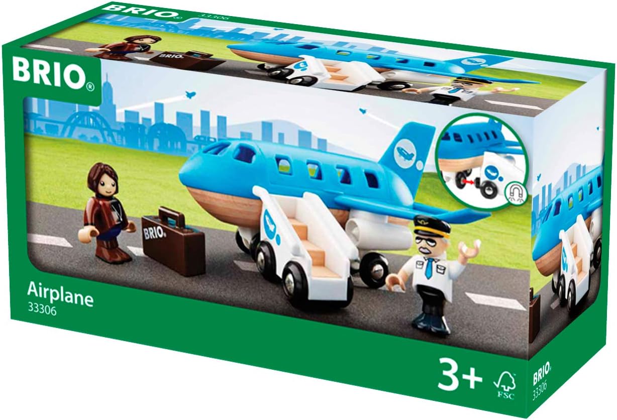 BRIO World Aeroplane Playset with Mobile Staircase and Figures - Compatible with BRIO Railway Sets 8