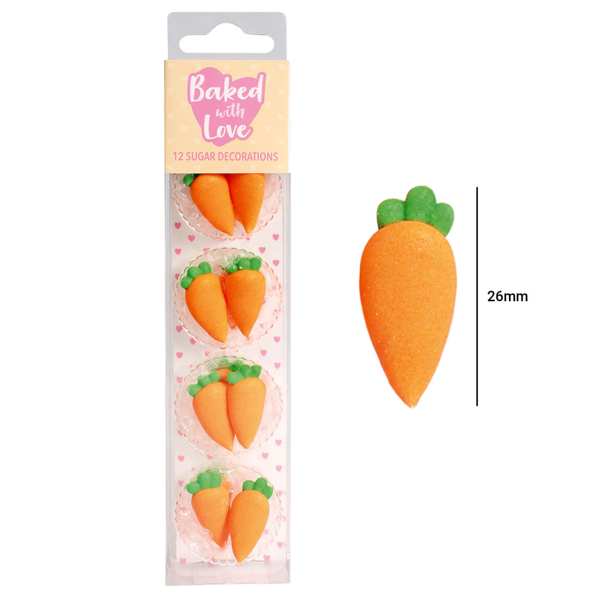 Baked with Love Carrot Sugar Decorations - Pack of 12 | Handmade Royal Icing | Vegetarian & Coeliac Friendly 3