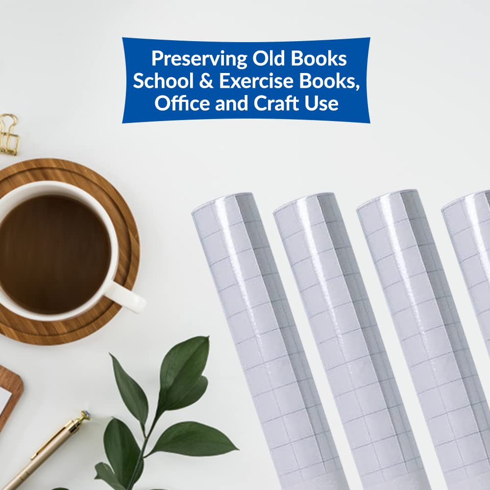 1ABOVE Premium Clear Sticky Back Plastic Book Cover Roll - 50CM x 10M | Durable Plastic Film 7
