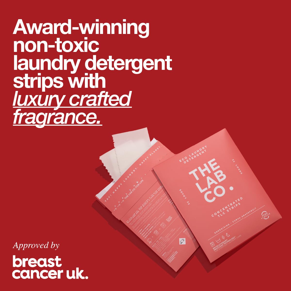 The Lab Co. Laundry Detergent Sheets - Eco Ultra-Concentrate | Pack of 32 | Energising Scent