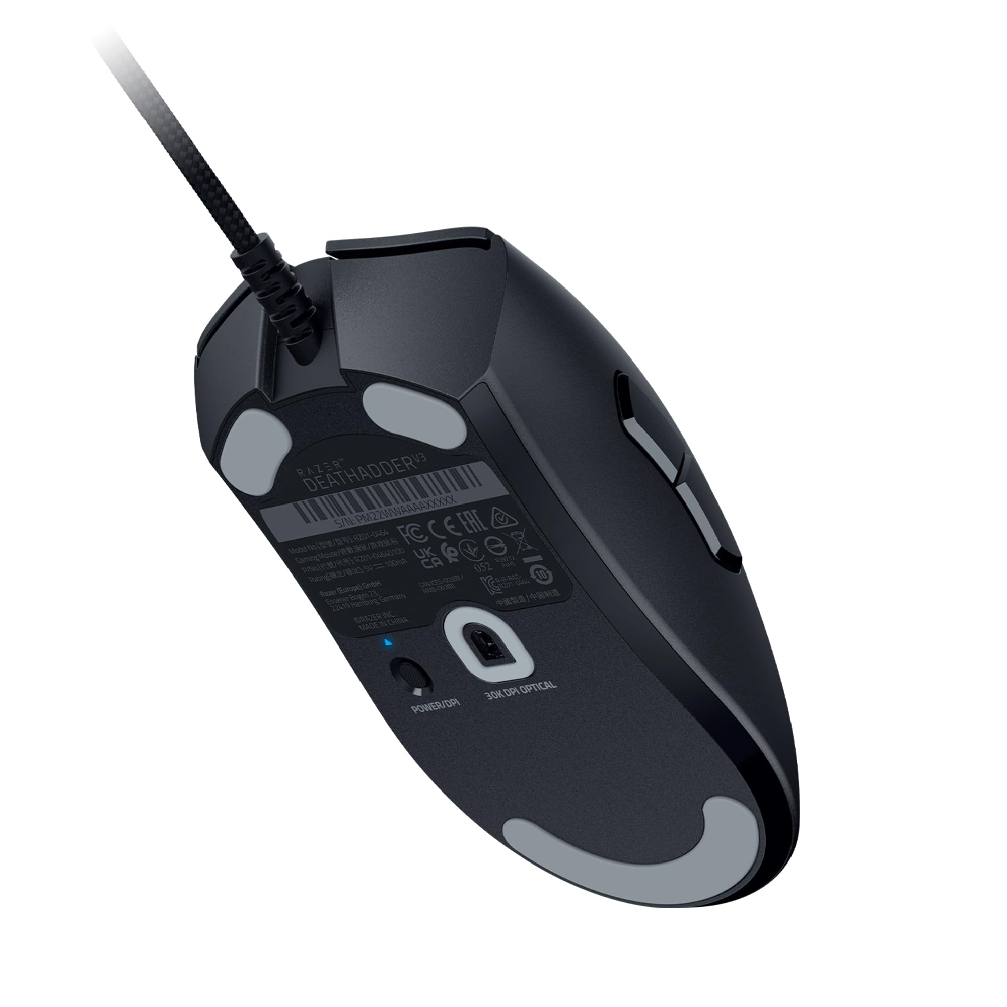 Razer DeathAdder V3 Wired Gaming Mouse: 59g Ultra Lightweight - Focus Pro 30K Optical Sensor - Fast Optical Switches Gen-3-8K Hz HyperPolling-6 Programmable Buttons -Ergonomic -Speedflex Cable- Black 5