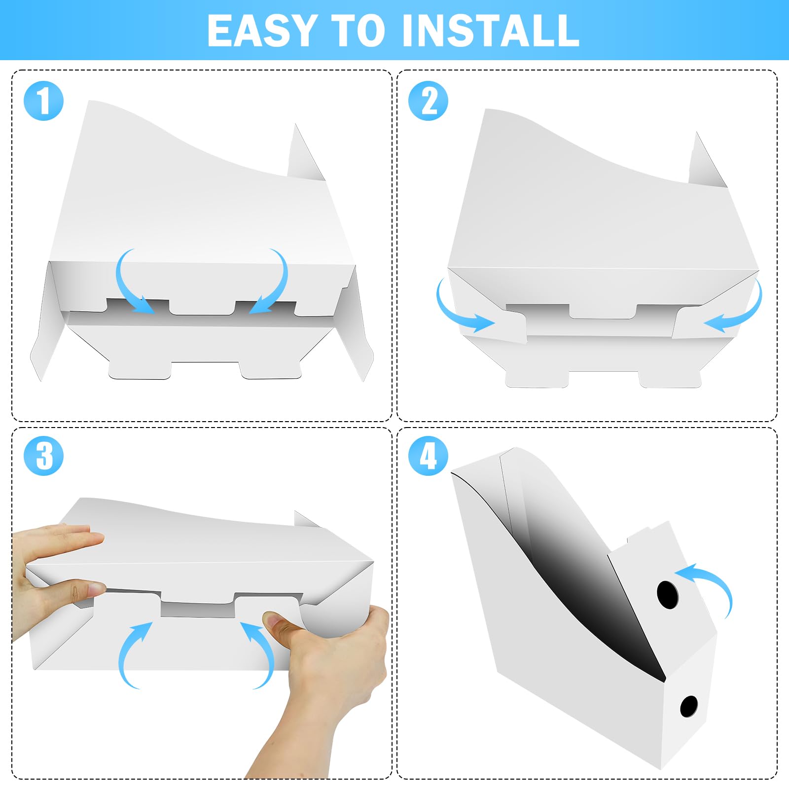 Woobroo Magazine File Holder - 10 Pack A4 Size Cardboard Organiser | White | 260x90x270mm 4