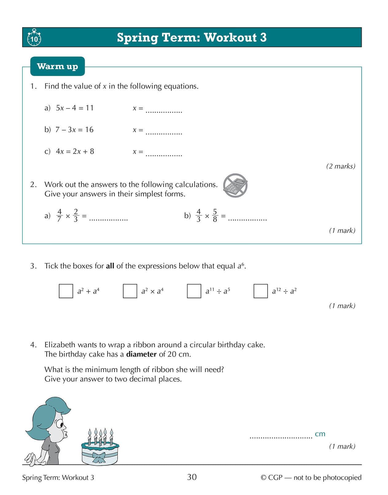 CGP New KS3 Maths 10-Minute Weekly Workouts - Year 9 | Paperback | 88 Pages 6