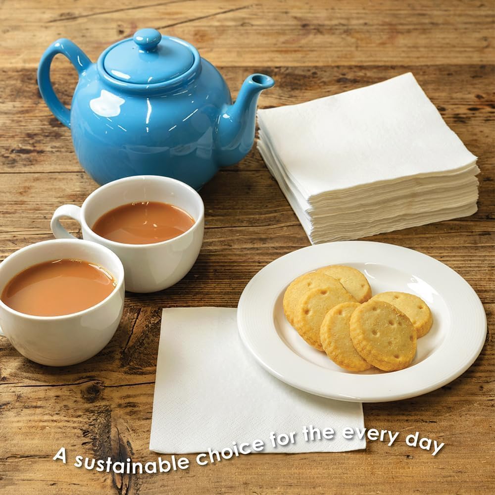 Talking Tables Table Kind Soft White Napkins - 50 Pack | 3-Ply 33cm | Eco-Friendly Home Compostable 3