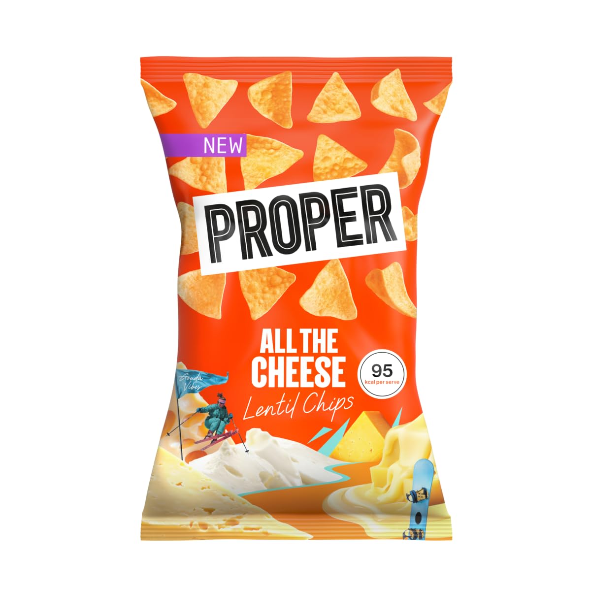 PROPER All the Cheese Lentil Chips - Protein Rich, Gluten Free | 8 x 85g Multipack