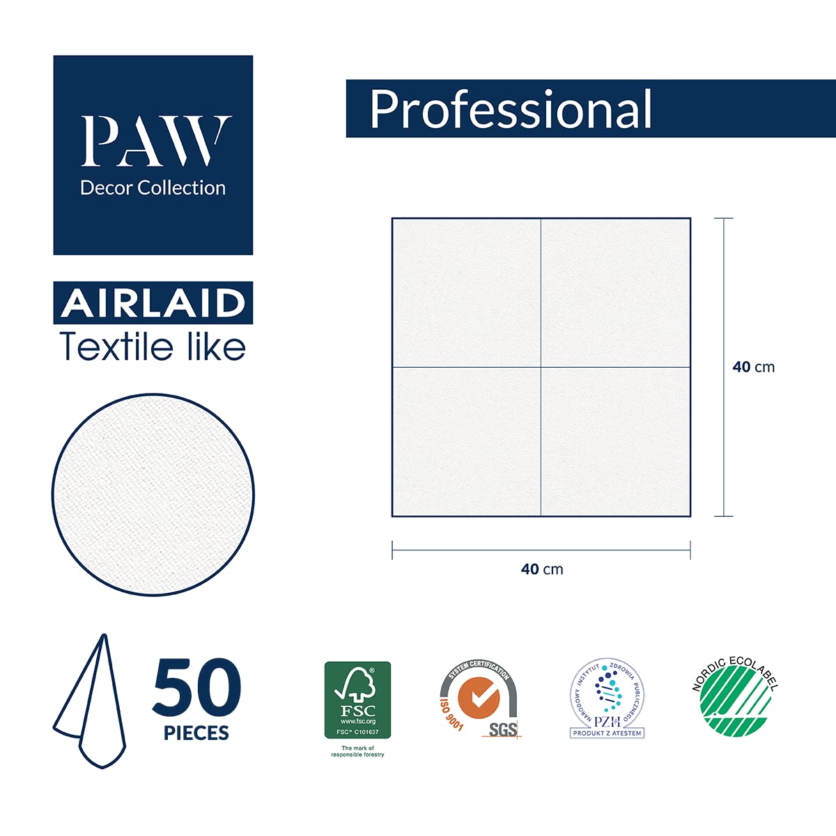 PAW Decor Collection Airlaid Cloth-Like Napkins - 40 x 40 cm, Willow Branch, 50 Count 6