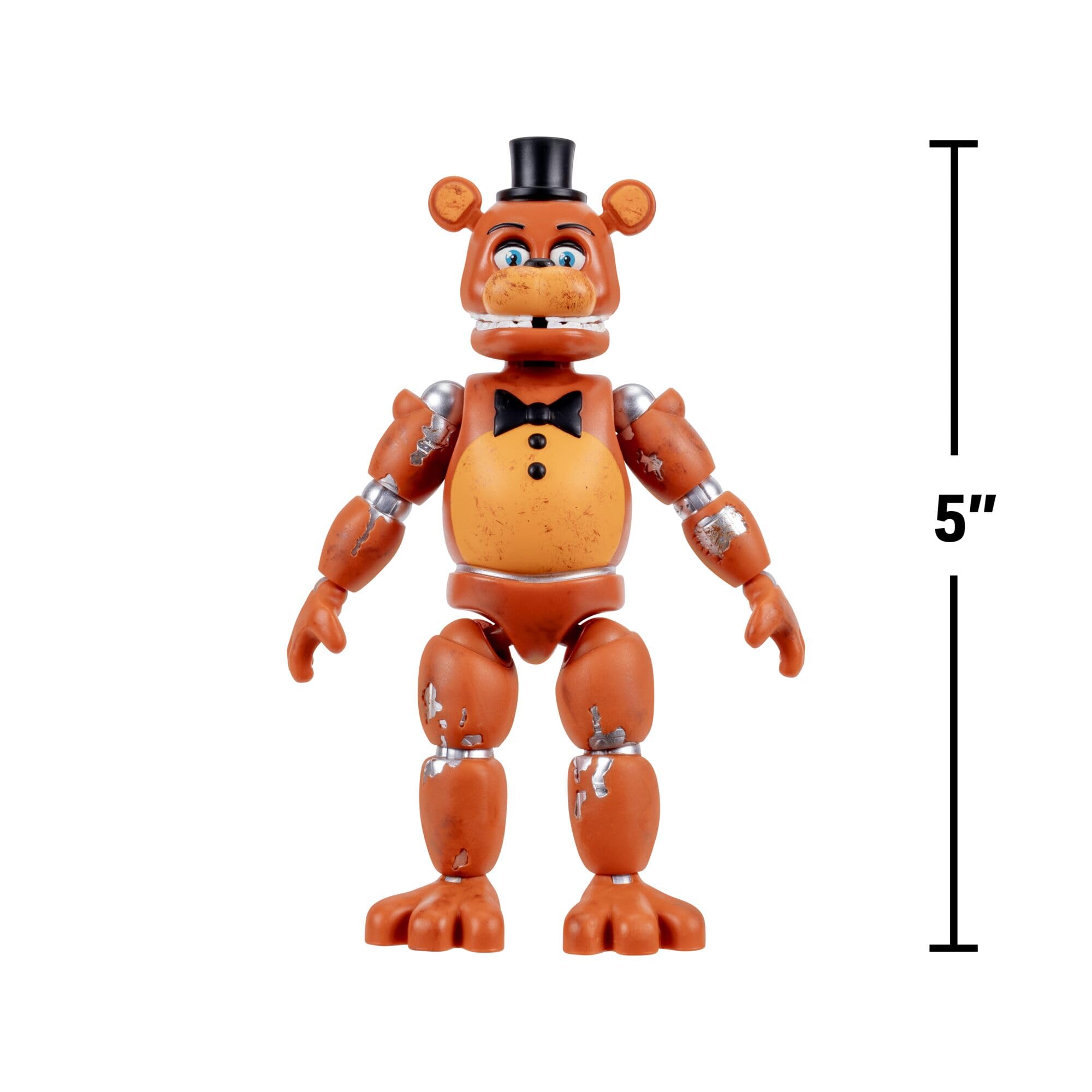 Jazwares Five Nights at Freddy's Withered Freddy 5-Inch Articulated Action Figure | Glow-in-the-Dark Eyes 3