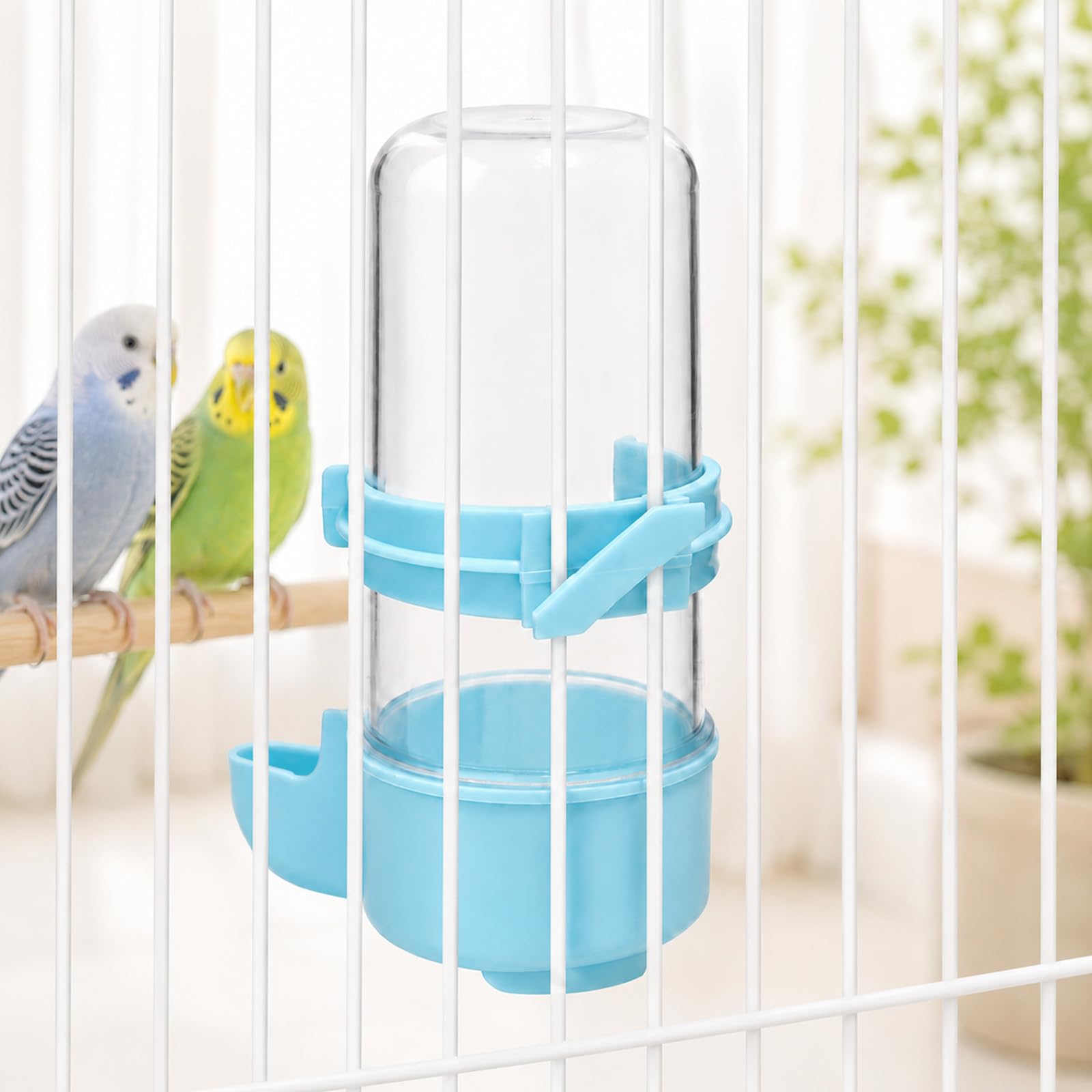 Muexoee Automatic Bird Water Dispenser - 2 Pack Cage-Mounted Gravity Feeder | White & Blue 9