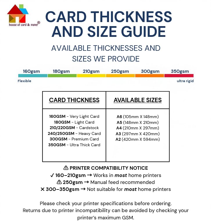 House of Card & Paper A5 White Card 250 gsm for Card Making | 50 Sheets 3