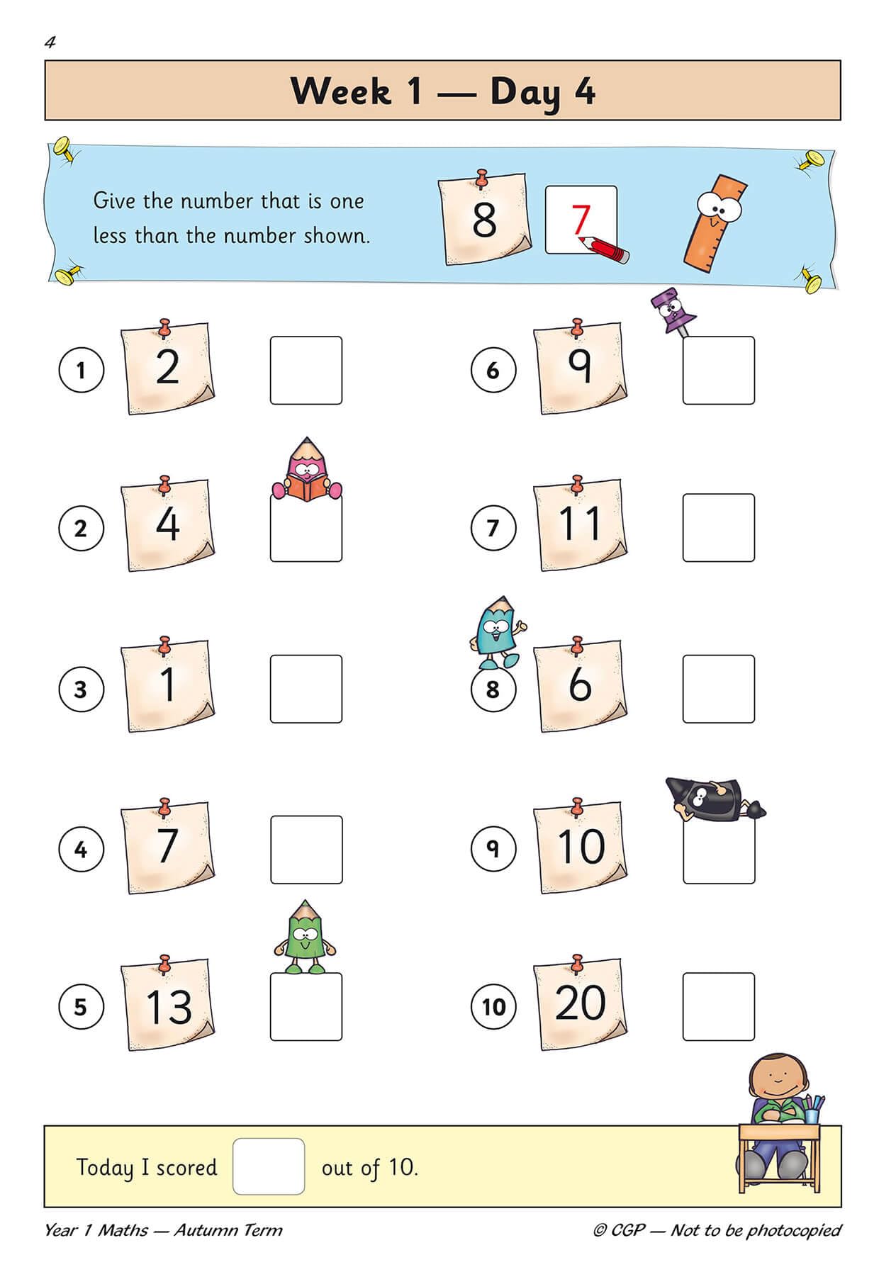 CGP KS1 Maths Year 1 Daily Practice Book - Autumn Term Study Aid | Paperback | English 5
