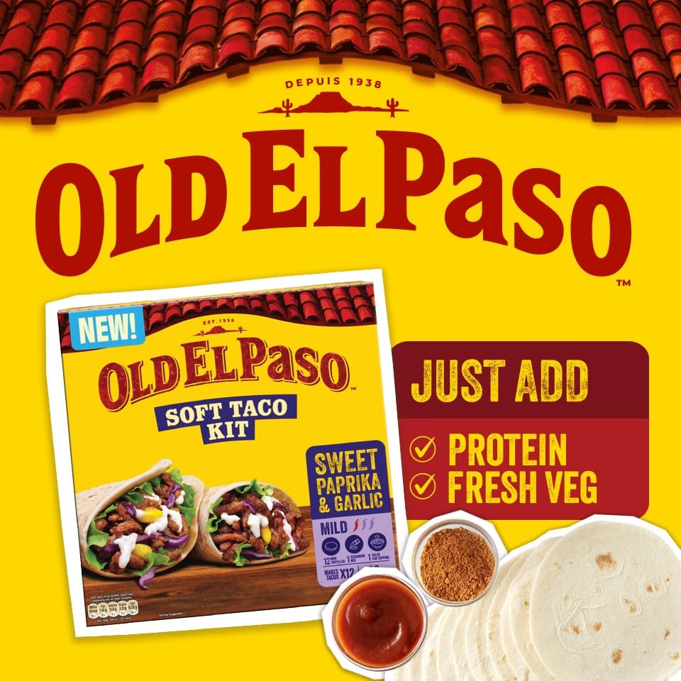 Old El Paso Soft Taco Kit Sweet Paprika & Garlic - 12 Mini Soft Tortillas | Mild Chilli Rating | Suitable for Vegetarians & Vegans 2