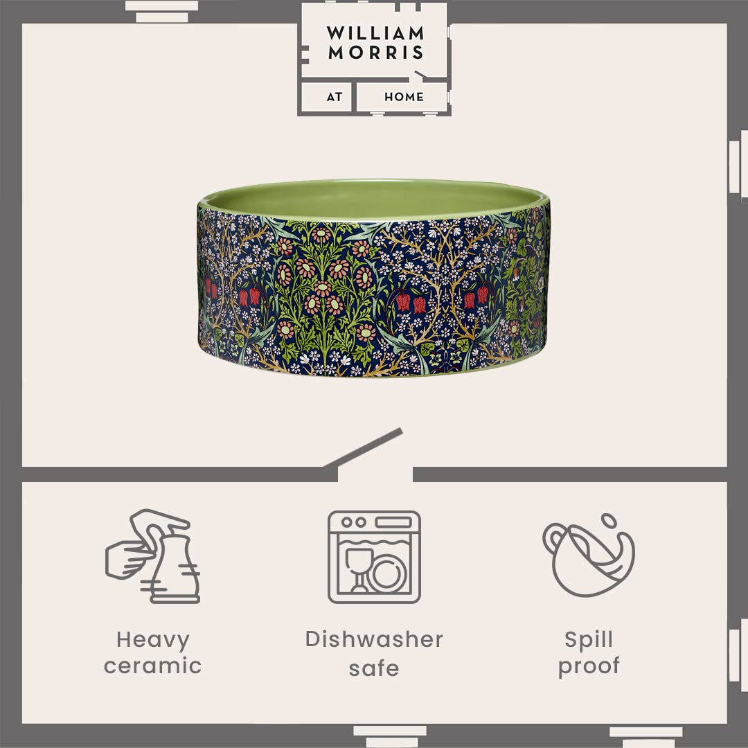 William Morris at Home Ceramic Slow Feeder Dog Bowl - Blue | Dishwasher Safe | 18.5 x 7.7 cm 3