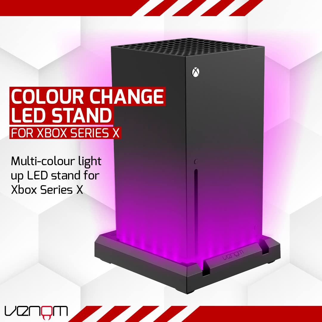 Venom LED Light-up Console Stand for Xbox Series X - Multi-Colour, USB Powered, Adjustable Brightness