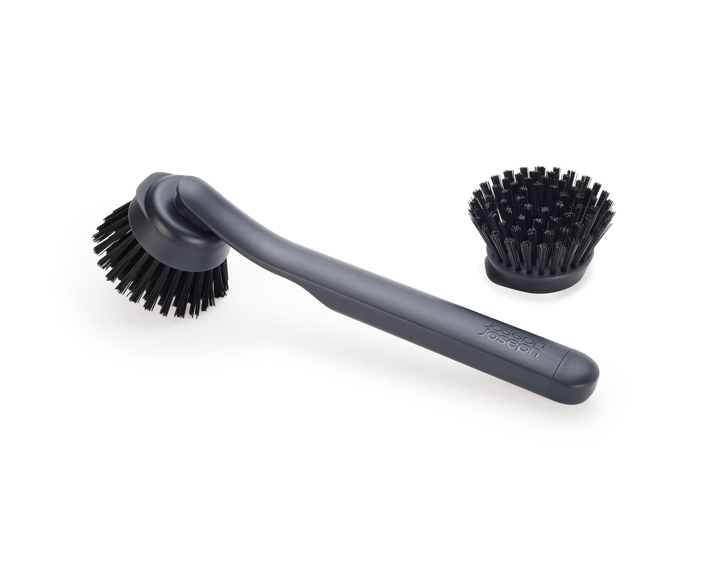 Joseph Joseph SinkTech Dish Brush with Replacement Head - Durable Bristles, Integrated Pan Scraper | Graphite