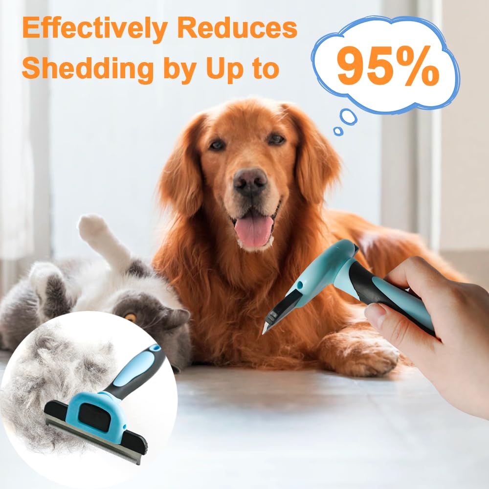 RAM ONLINE Double Sided Deshedding Dematting Comb for Dogs & Cats | Stainless Steel | Blue 5