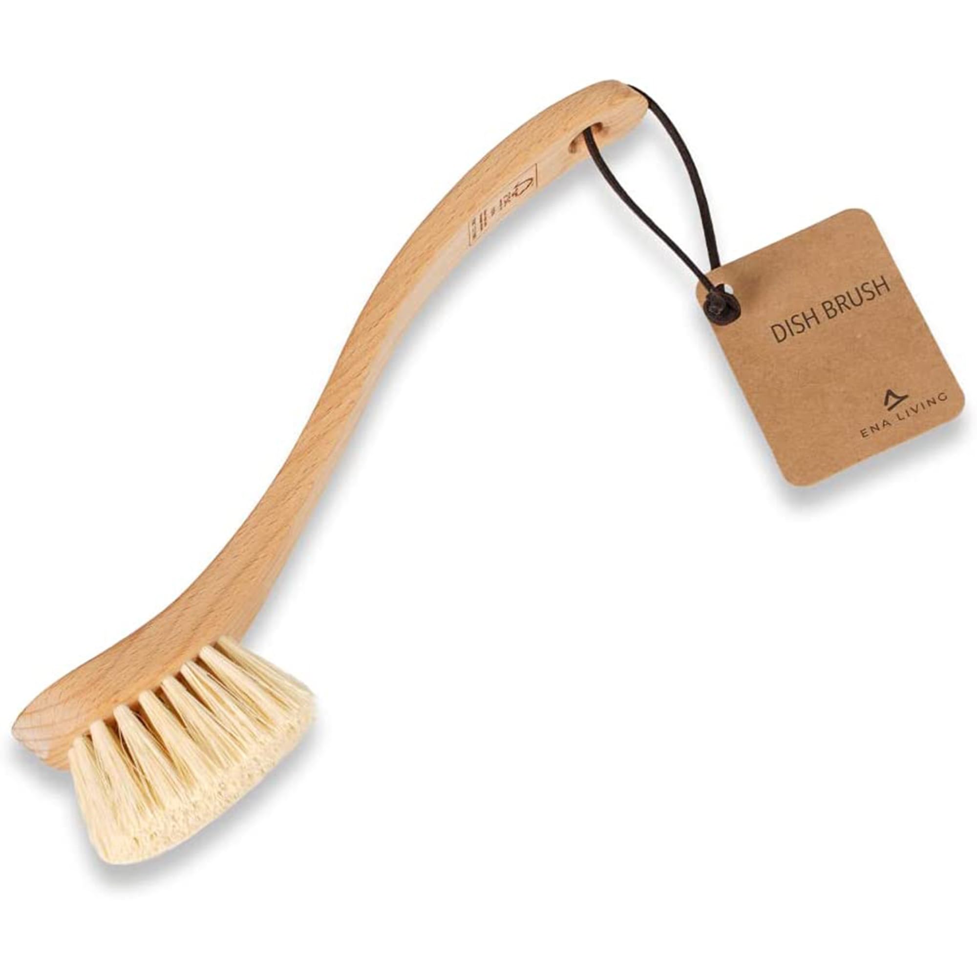 ENA Living Spülbürste aus Holz (26x4 cm) | FSC-zertifiziertes Buchenholz mit Rosshaarborsten