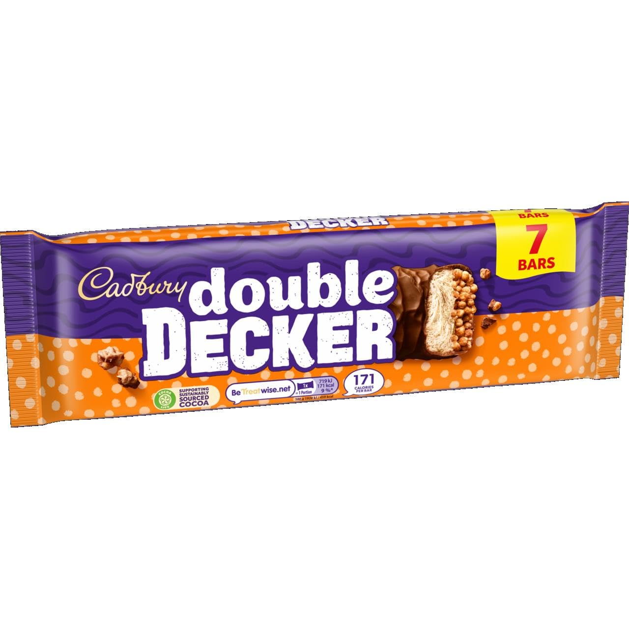 Cadbury Double Decker Schokoriegel – Knuspriges Müsli und zäher Nougat in Milchschokolade, 7er-Pack 3