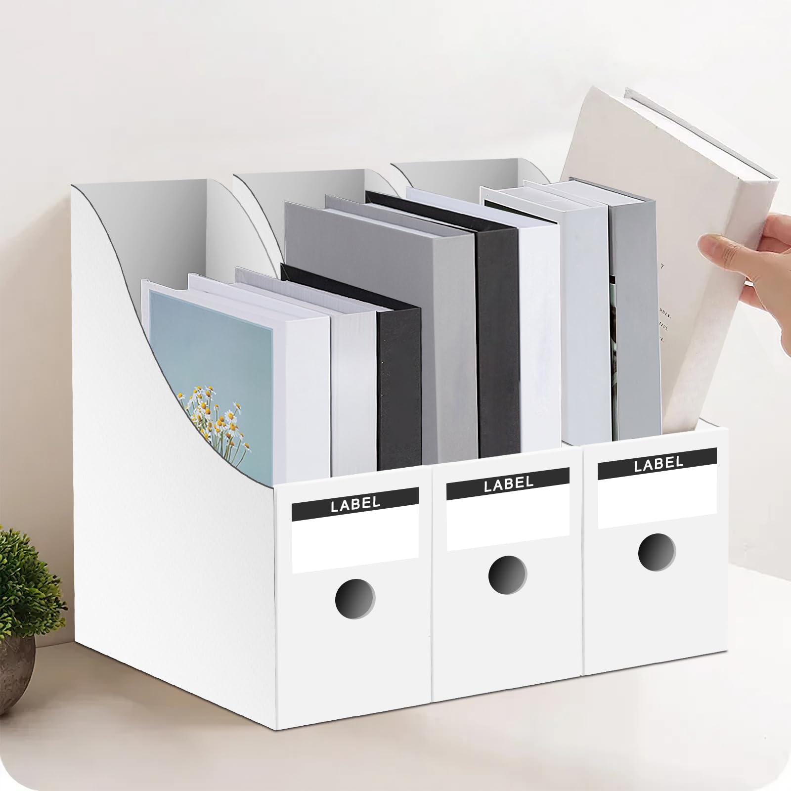 Woobroo Magazine File Holder - 10 Pack A4 Size Cardboard Organiser | White | 260x90x270mm 7