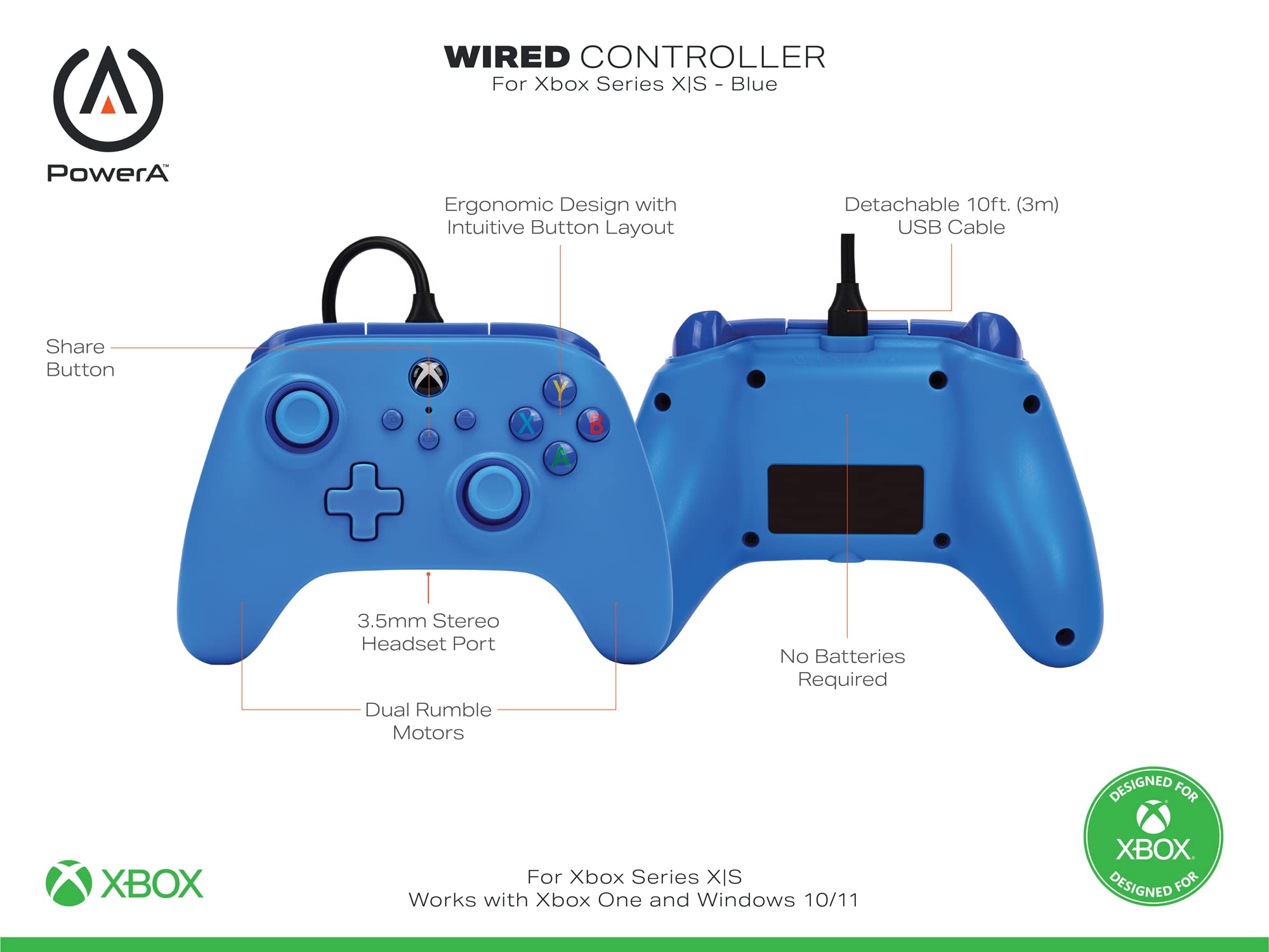 PowerA Wired Controller For Xbox Series X & S, Xbox One, PC, Windows 10 & 1 7