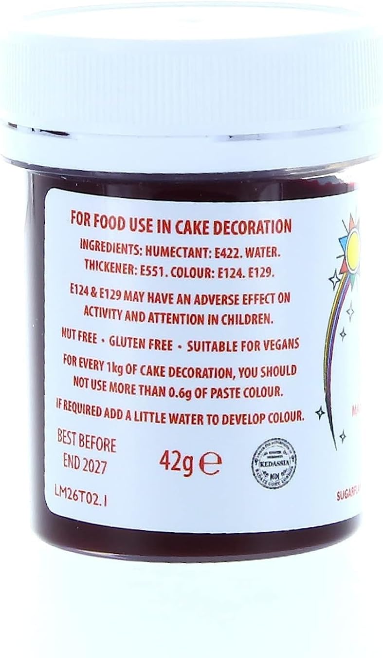 Sugarflair Rot, extra hochkonzentrierte Lebensmittelfarbpaste, 42 g 6