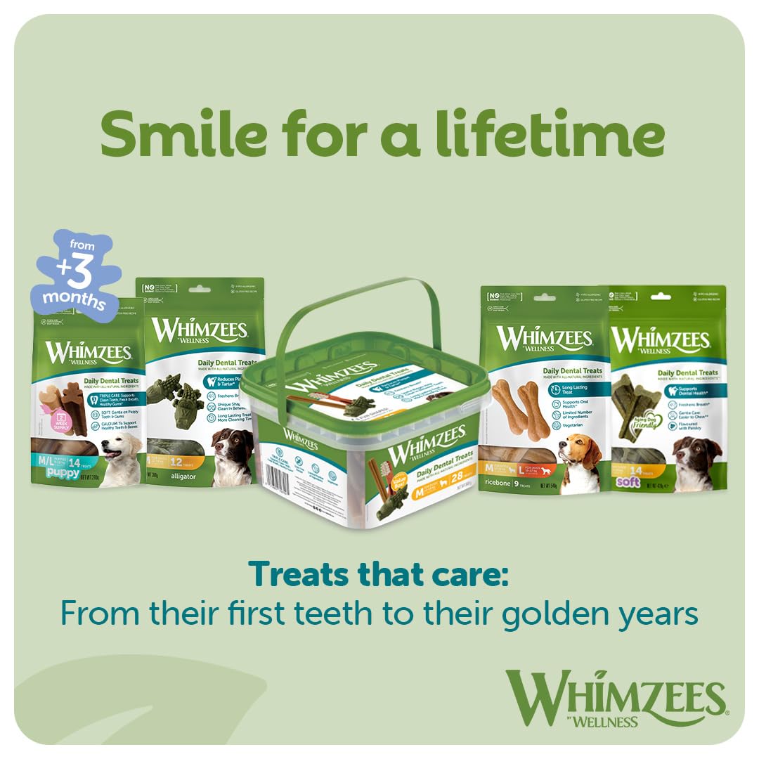 WHIMZEES Softer Dog Dental Stix - Size M, 14 Pieces | Gentle Chew for Seniors | Parsley Flavored 8