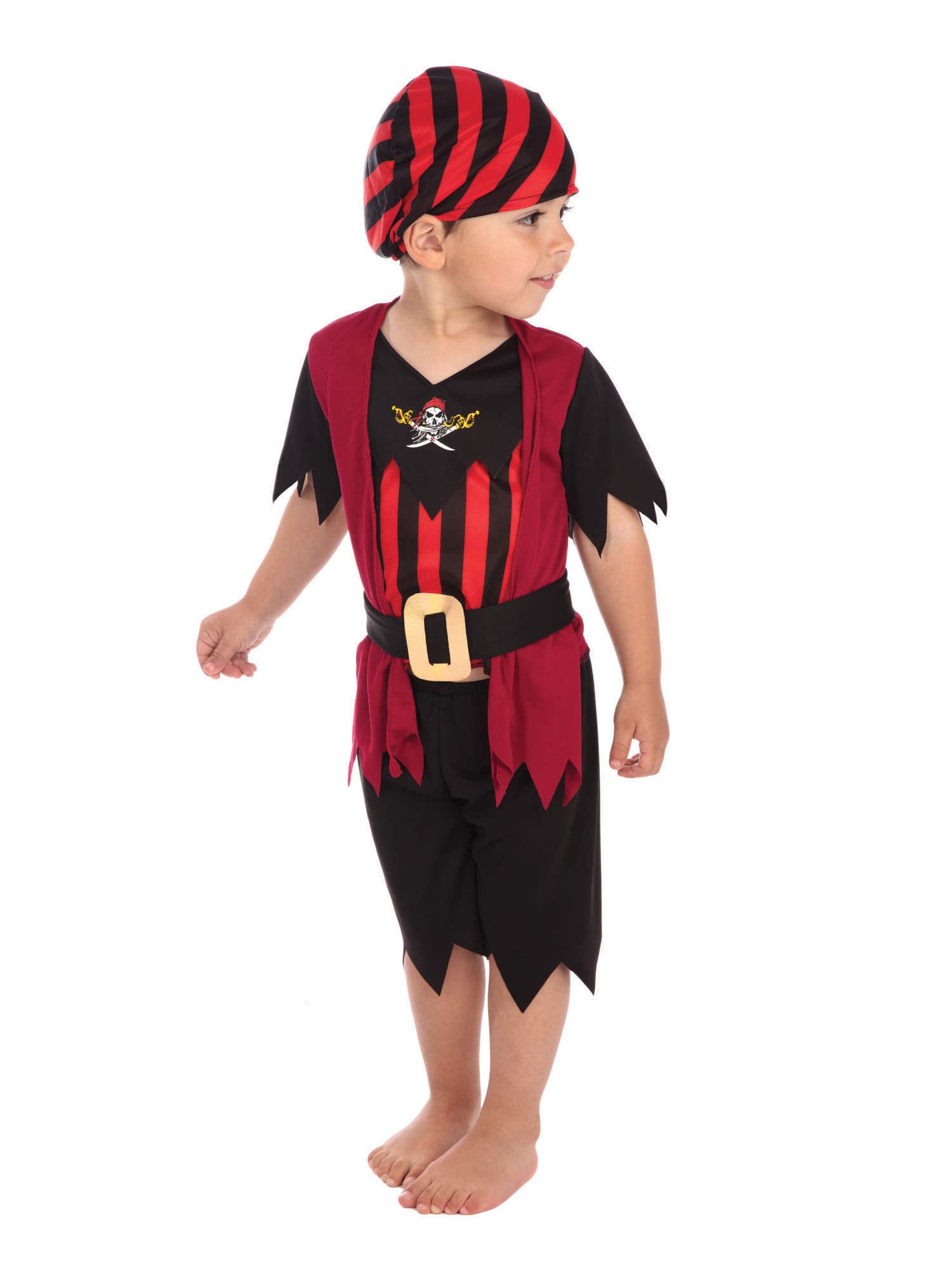 Rubies Pirate Boy Mate Toddler Costume - Red, XS | Includes Shirt/Waistcoat, Shorts, Bandana & Belt