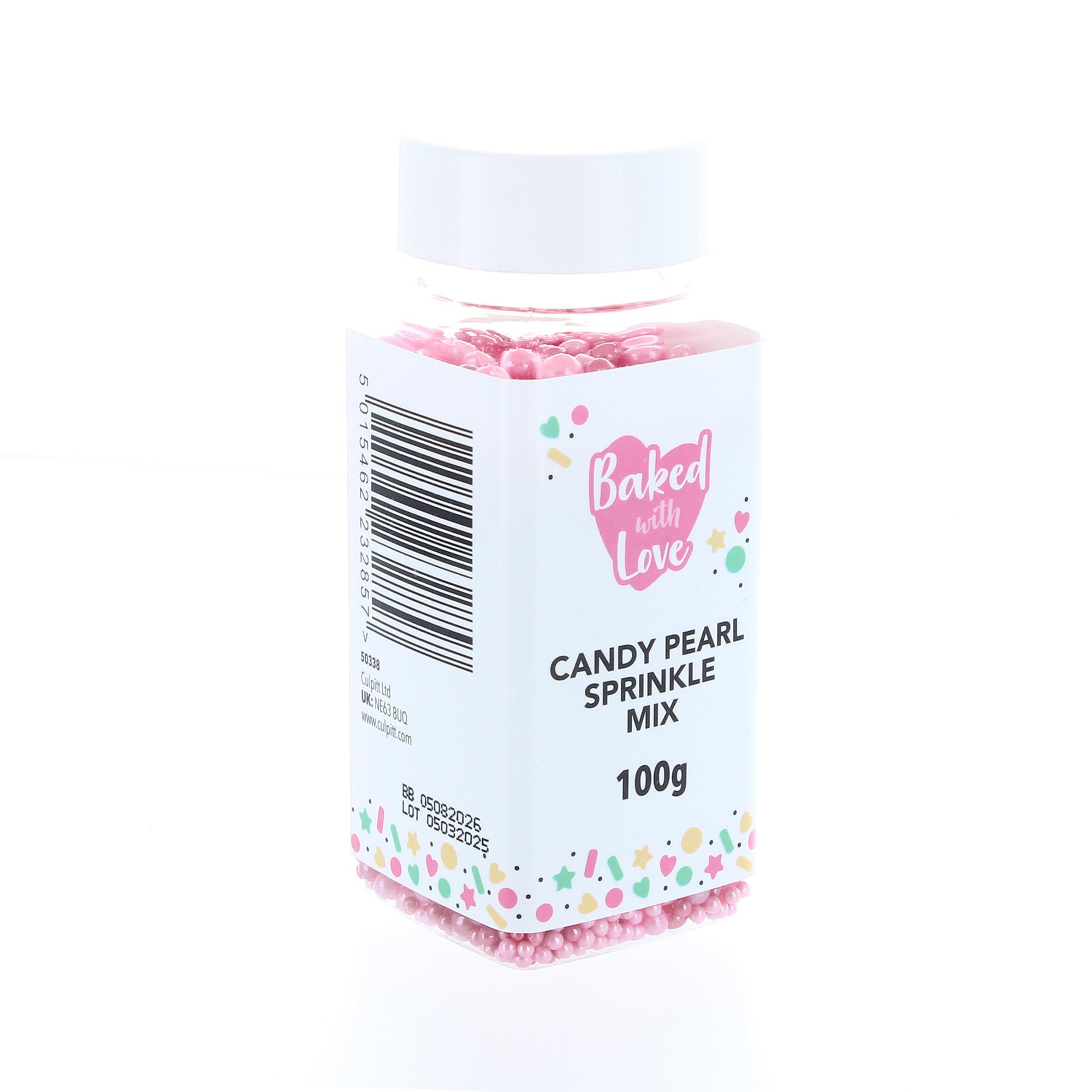 Baked with Love Candy Pearl Sprinkles - Pink Sugar Balls for Cakes | 100g Resealable Bottle 6