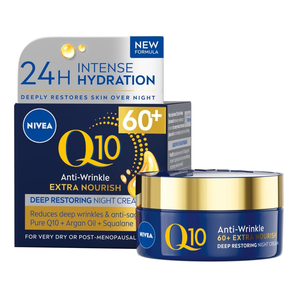 NIVEA Q10 Anti-Wrinkle Extra Nourishing Night Cream - Reduces Deep Wrinkles, Intensely Hydrating, 50ml 1