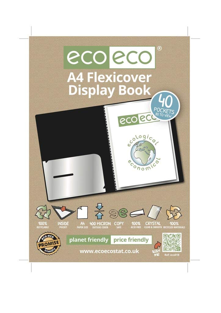 eco-eco A4 40 Pocket Flexible Cover Portfolio Book Folder | 100% Recycled Material 3