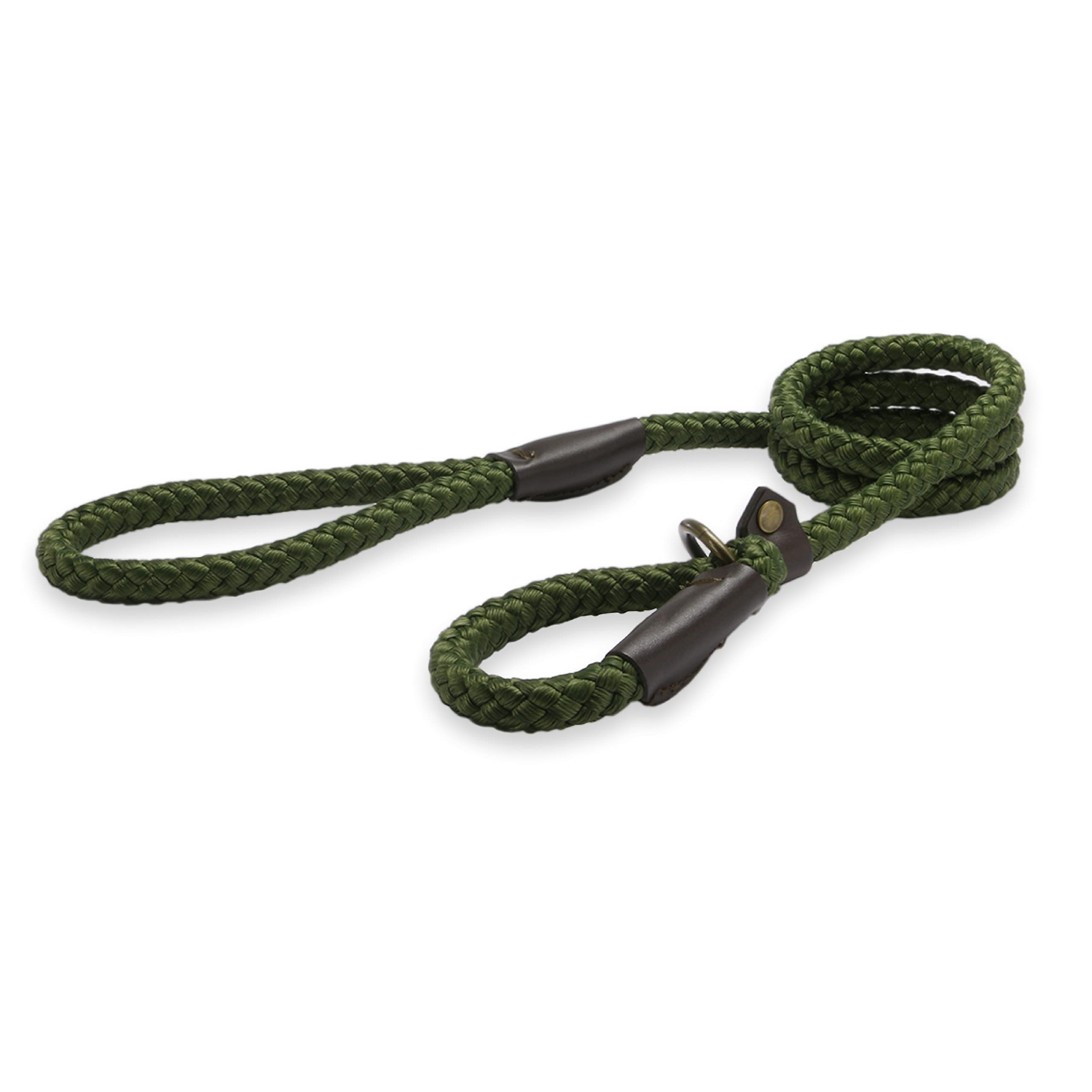 Ancol Heritage Nylon Rope Slip Lead - Green | 1.5m Length x 12mm Diameter | Size 4-8