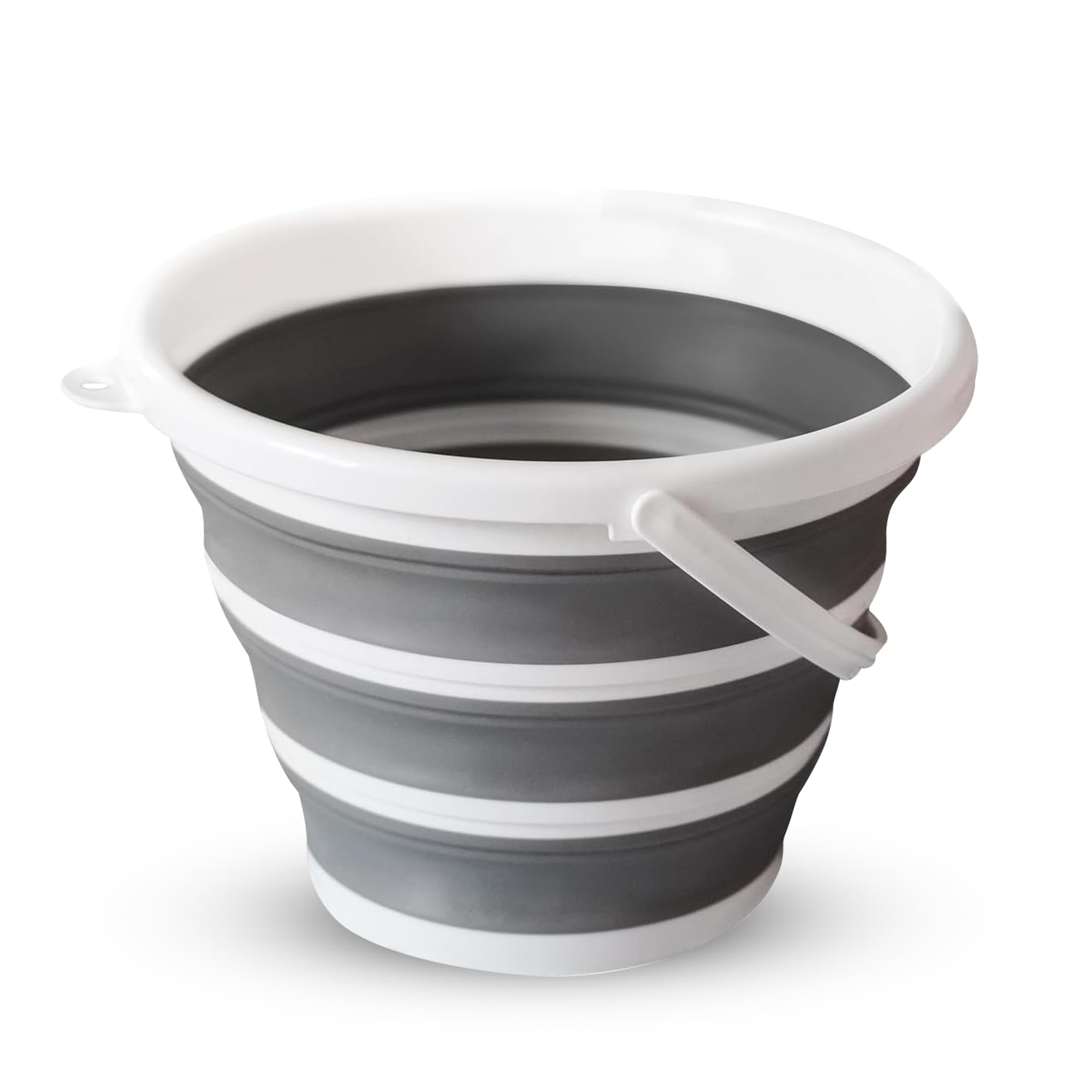 Zuvo Collapsible Bucket - 10L Capacity | Silicone Folding Design | White/Grey