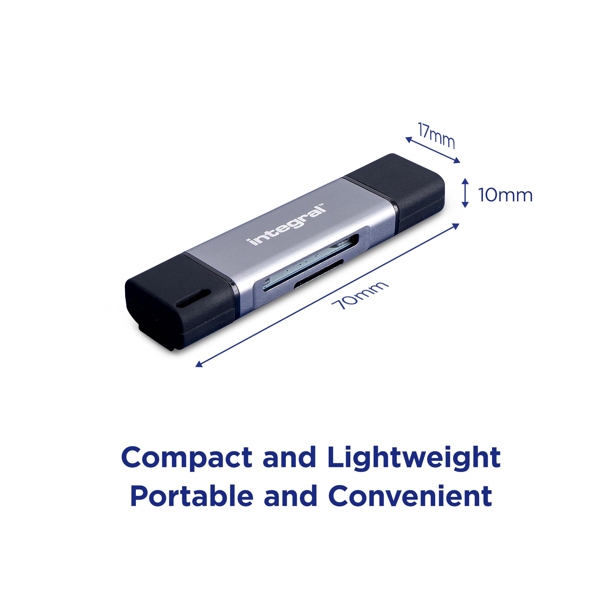 Integral Dual-Ended USB 3.0/Type-C SD & MicroSD Memory Card Reader Adapter | 5Gbps 5