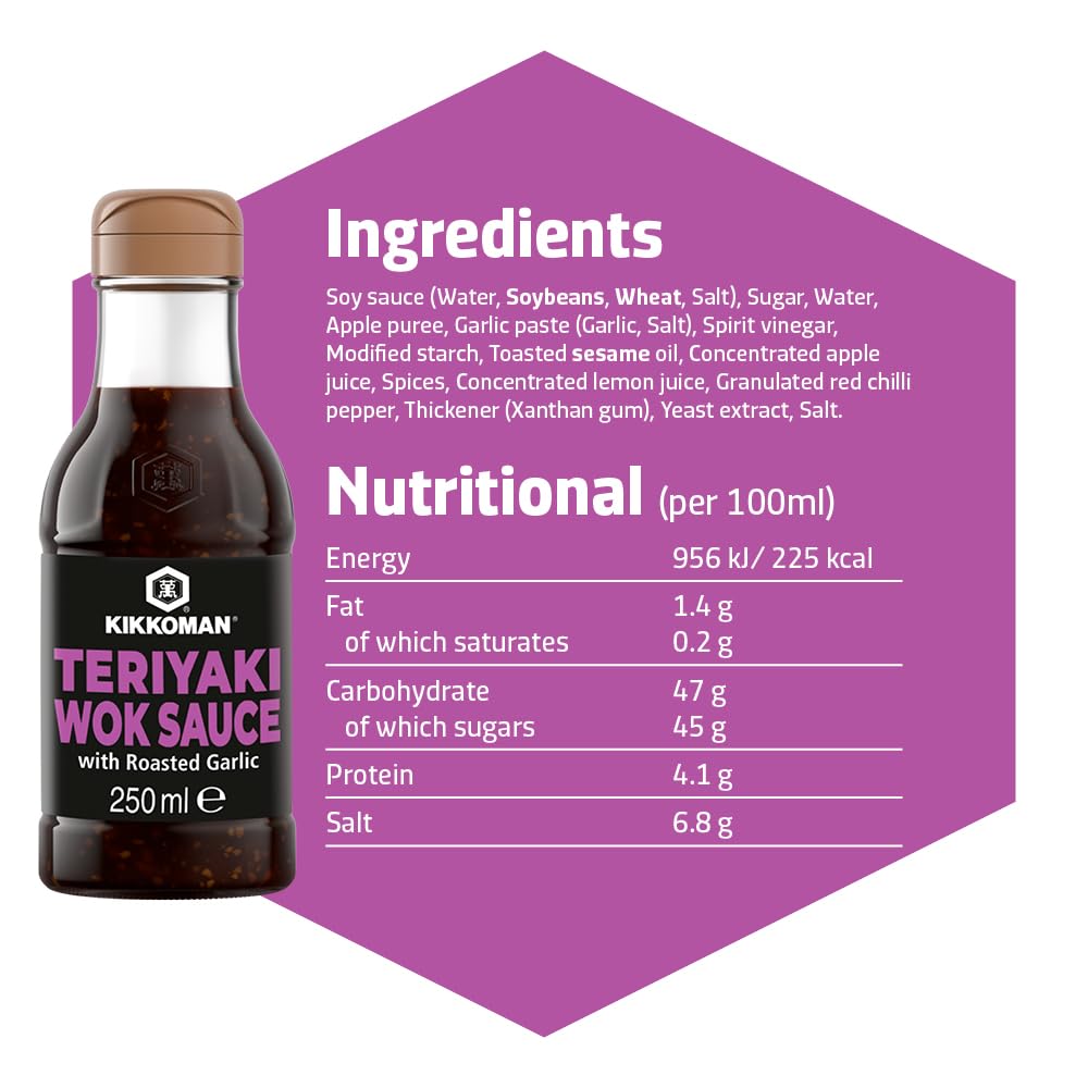 Kikkoman Teriyaki Stir Fry Sauce with Roasted Garlic - Rich Umami Flavor | 250ml 3