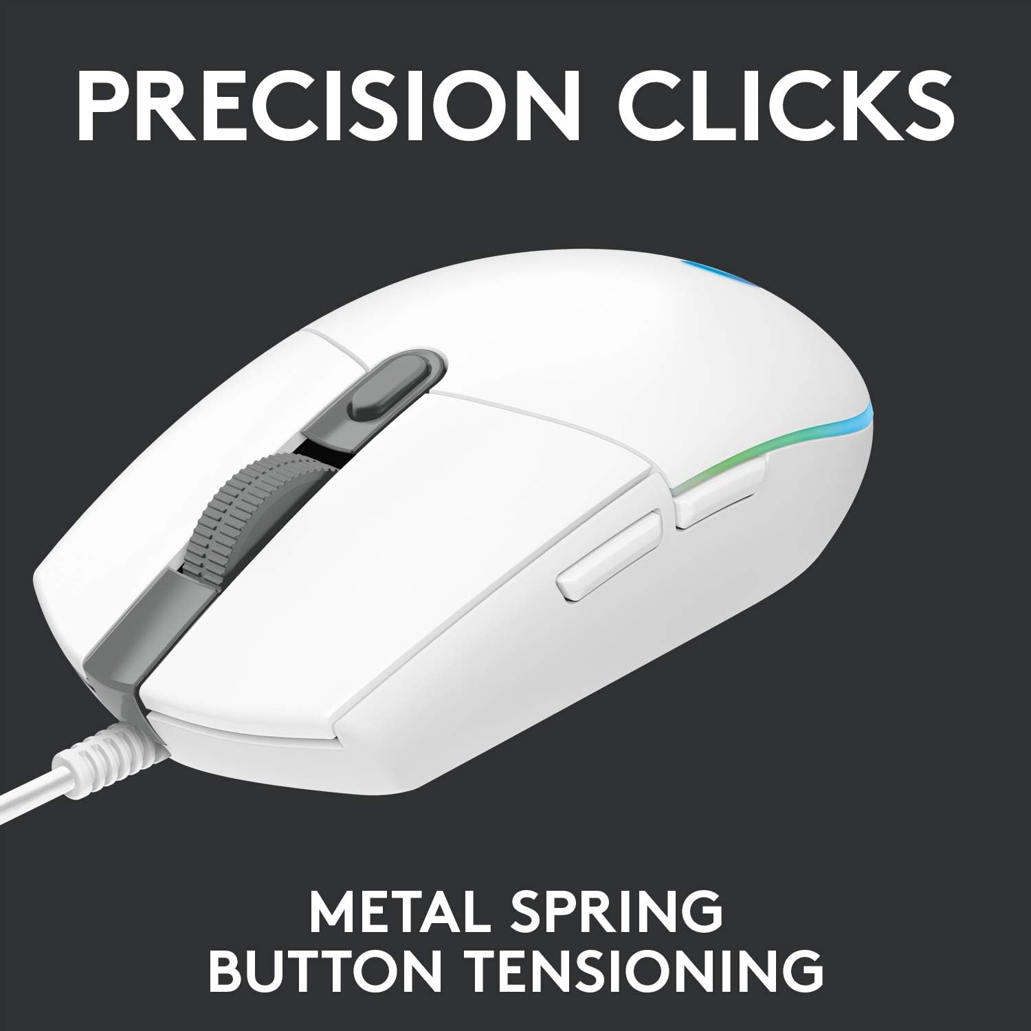 Logitech G203 LIGHTSYNC Gaming Mouse with Customizable RGB Lighting, 6 Programmable Buttons, Gaming Grade Sensor, 8K DPI Tracking, Lightweight - White 8
