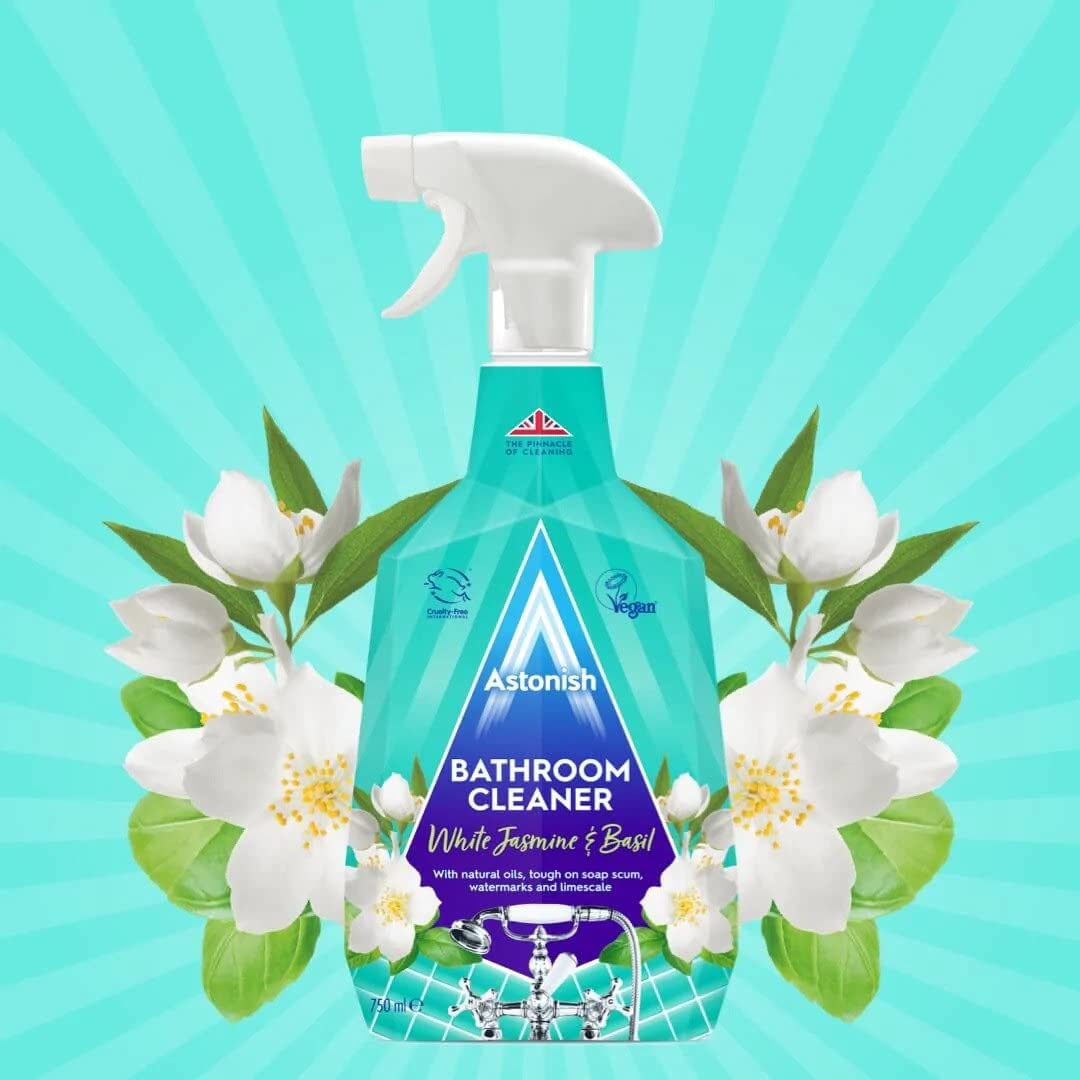Astonish White Jasmine & Basil Bathroom Cleaner Spray - 750ml | Cruelty-Free, Fast-Acting
