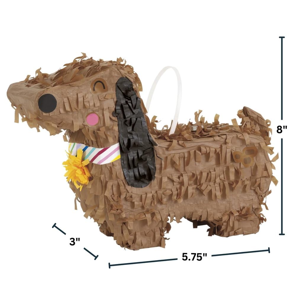 Unique Mini Dachshund Piñata Favor Decoration - 20cm x 14cm | Cardboard | Multicolour