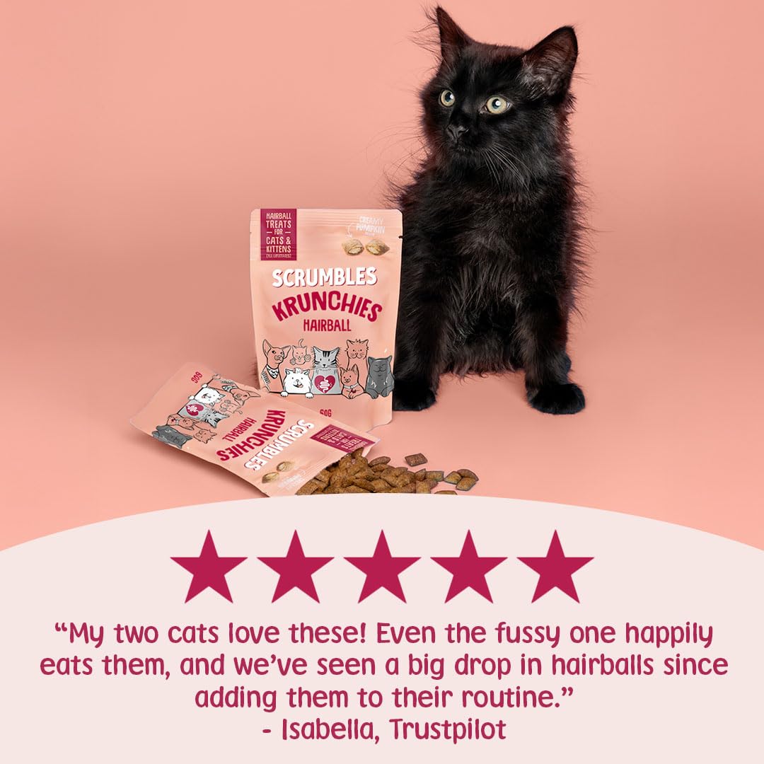 Scrumbles Anti-Hairball Krunchies Cat Treats - Chicken Flavour | 60g Pellets