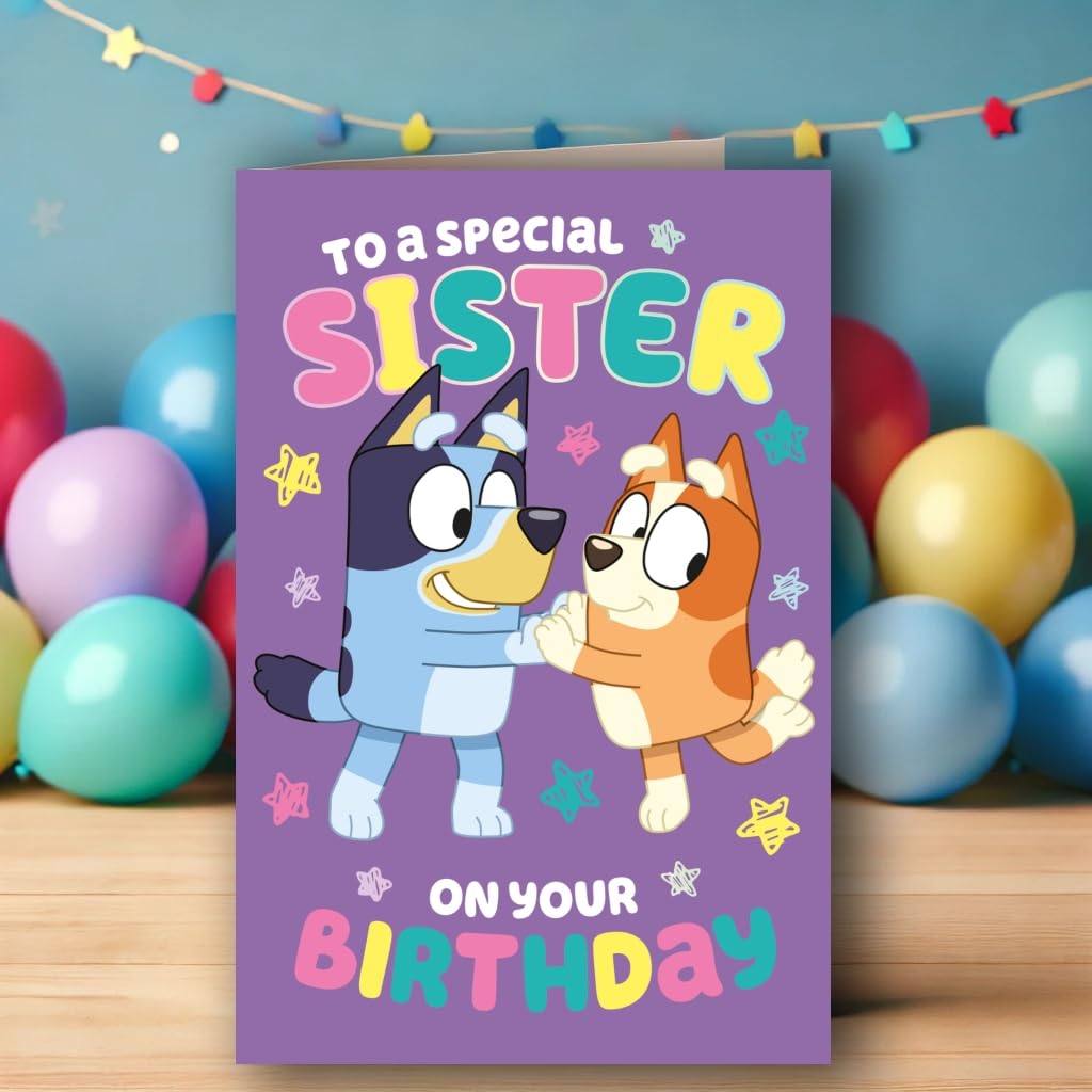 Danilo Promotions LTD Bluey Birthday Card for Sister | Standard Size | BL078 3