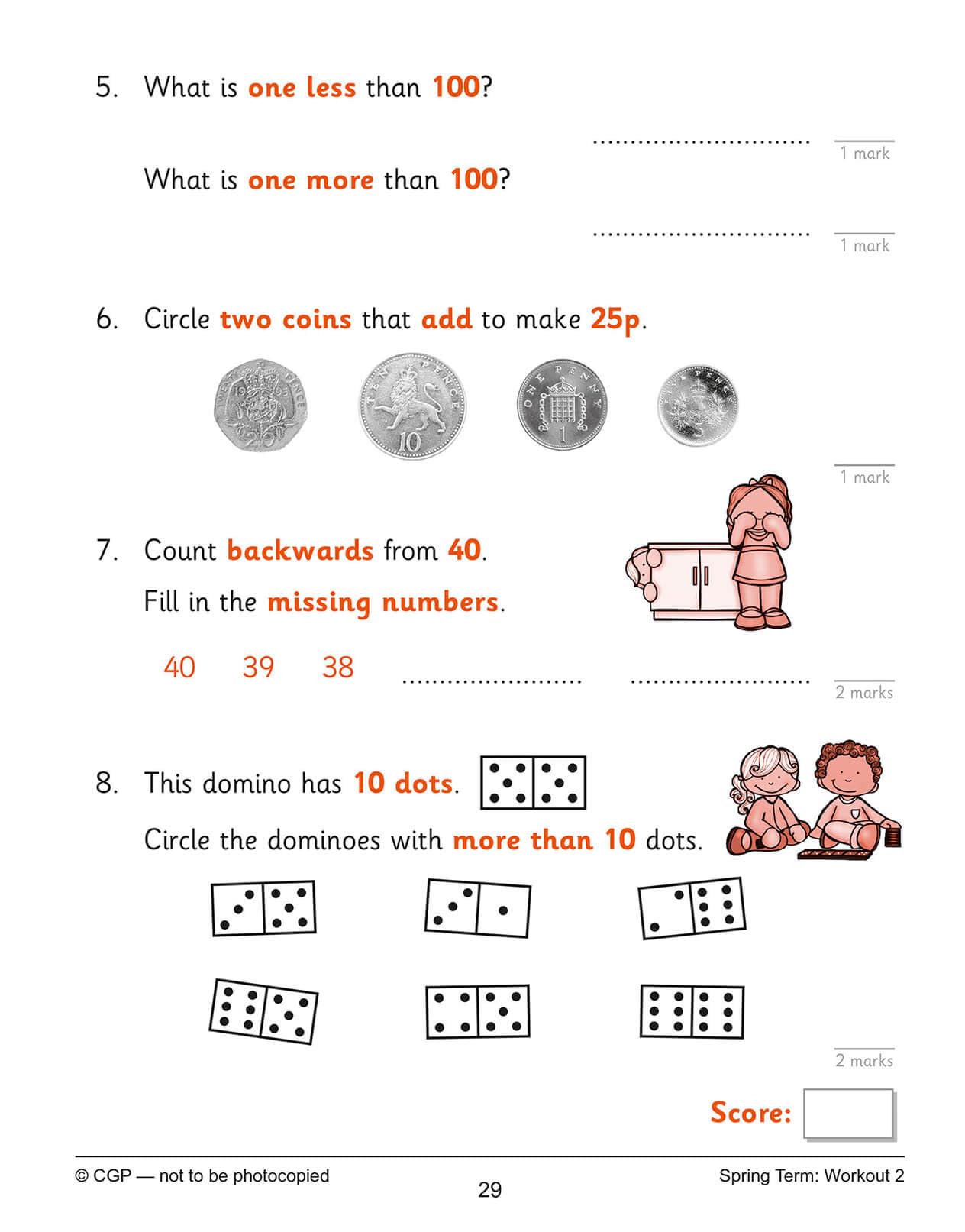 CGP KS1 Maths 10-Minute Weekly Workouts - Year 1 Study Aid | Paperback | Ages 5-6 8