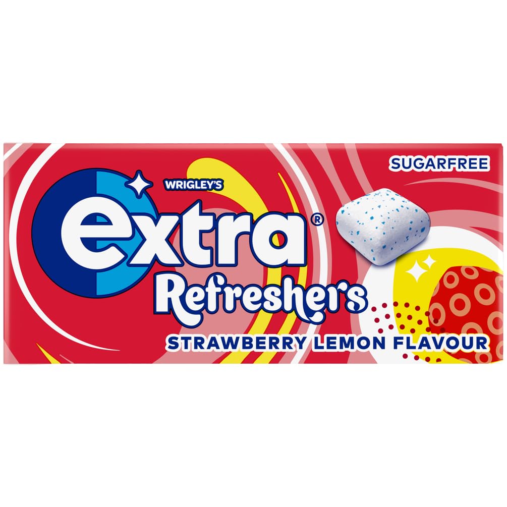 Extra - Refreshers Zuckerfreier Kaugummi, Erdbeer-Zitronen-Geschmack, 16 Packungen (112 Stück) 5